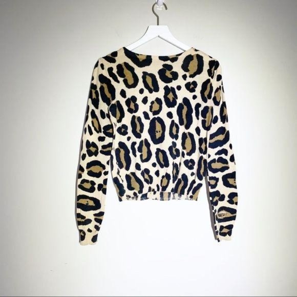 H&M Divided Grungy Destroyed Chunky Leopard Print Knit Cardigan - Size 8… - Picture 11 of 14